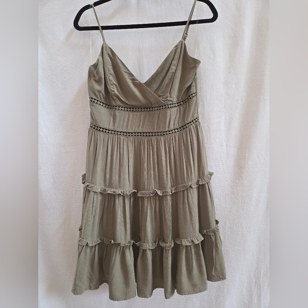 Trixxi Sage Green Ruffle Mini Dress